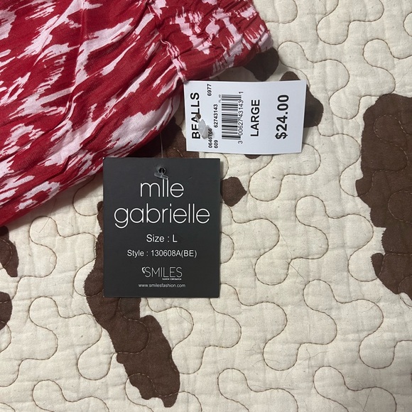 Mlle Gabrielle Red and White A-Line Midi Skirt - Picture 2 of 4